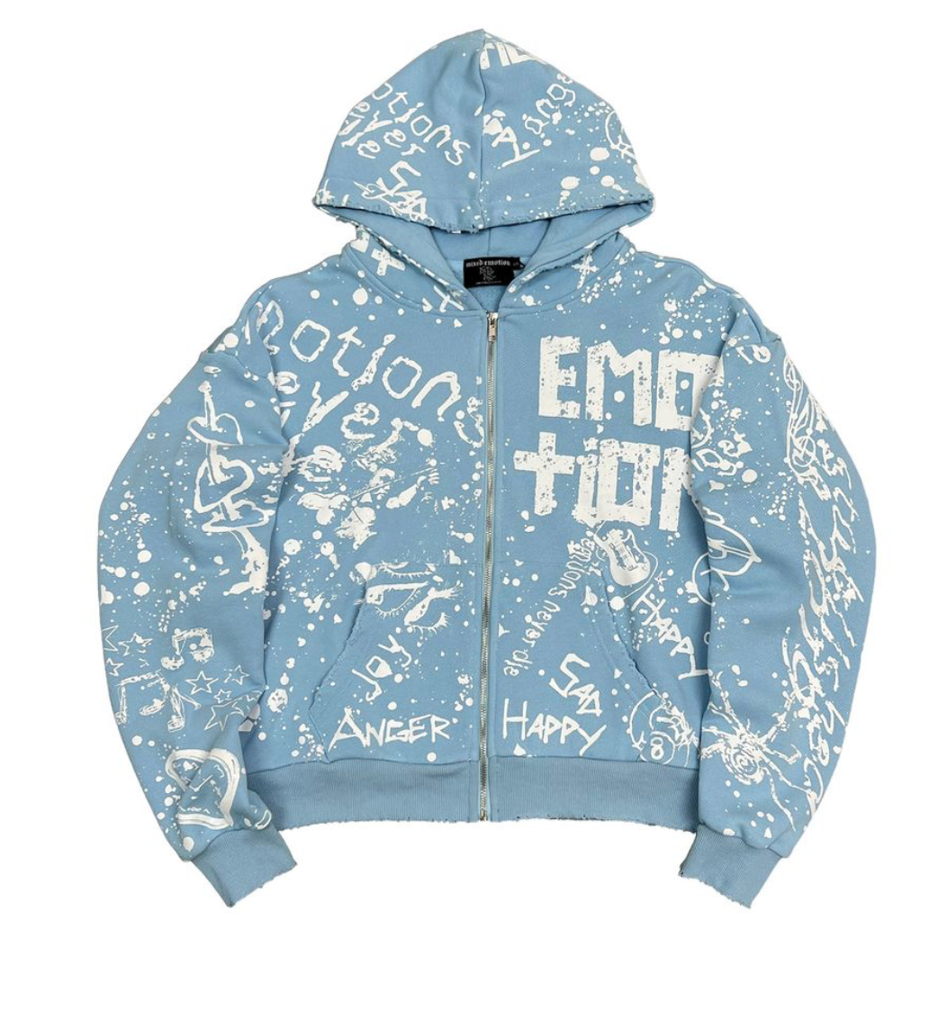 Mixed Emotion Blue 'Graffiti' hoodie