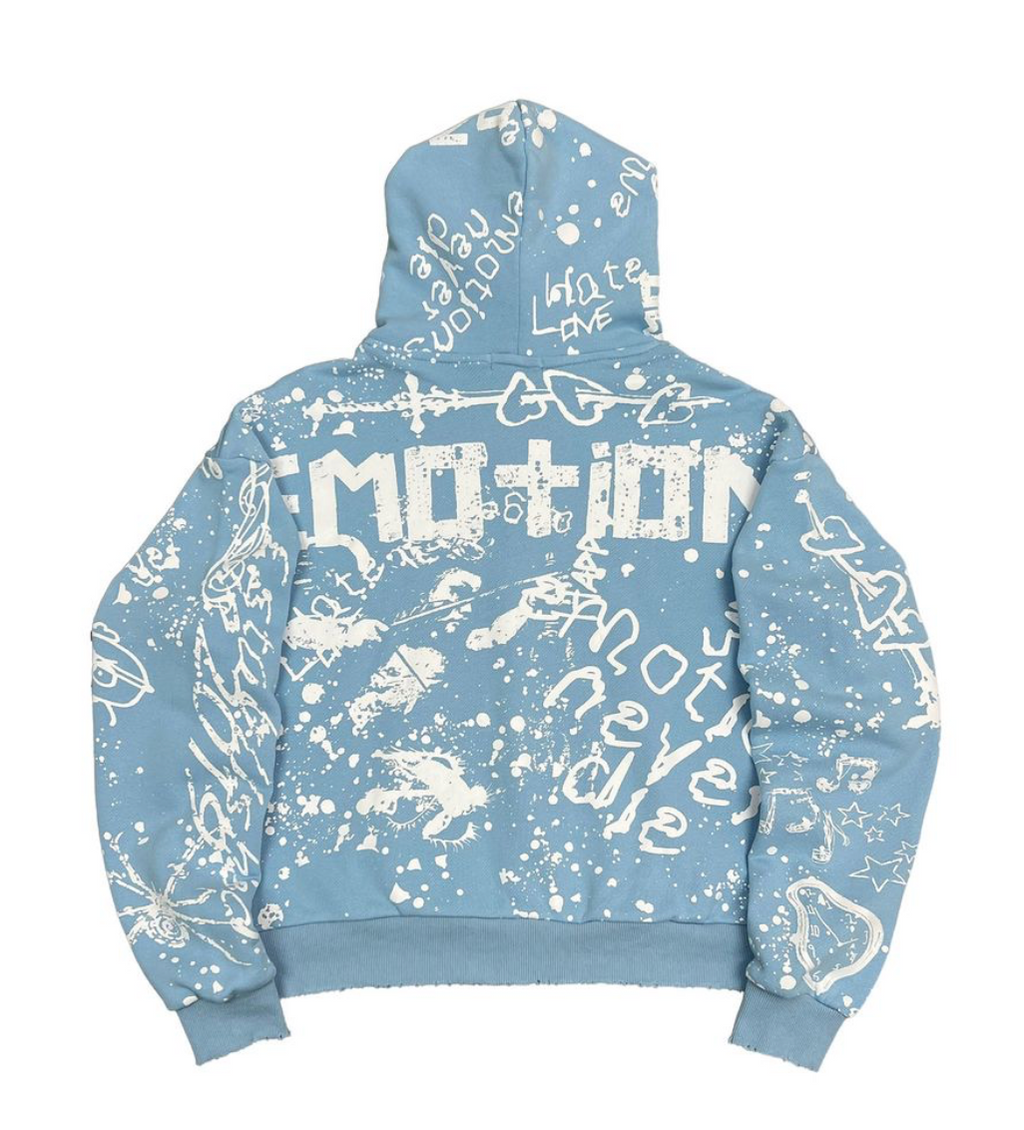 Mixed Emotion Blue 'Graffiti' hoodie