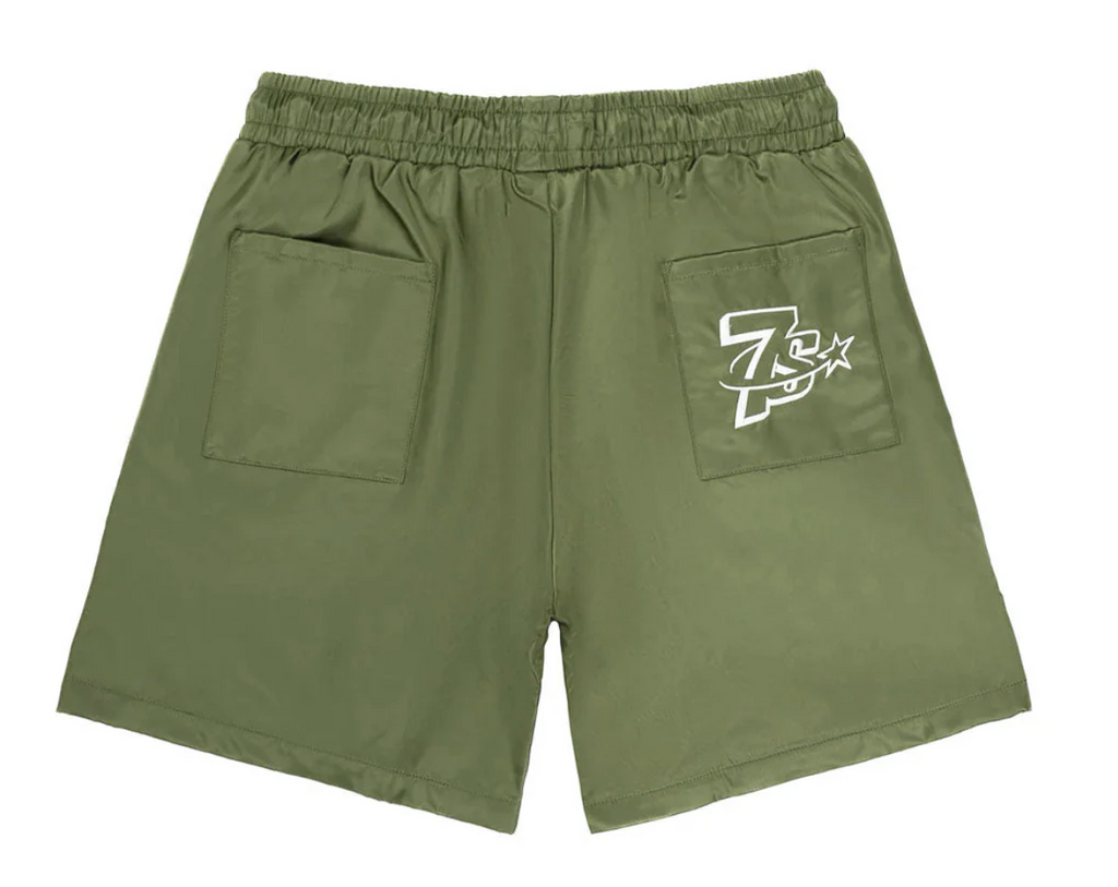 Triple Sevens 777 Green Nylon Shorts