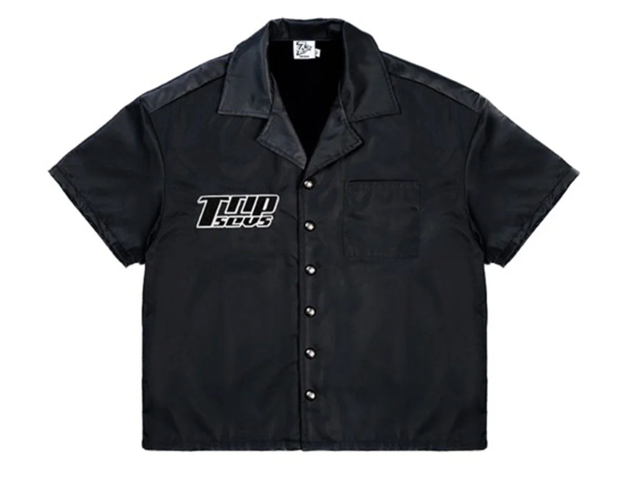 Triple Sevens 777 Black Nylon Button Up