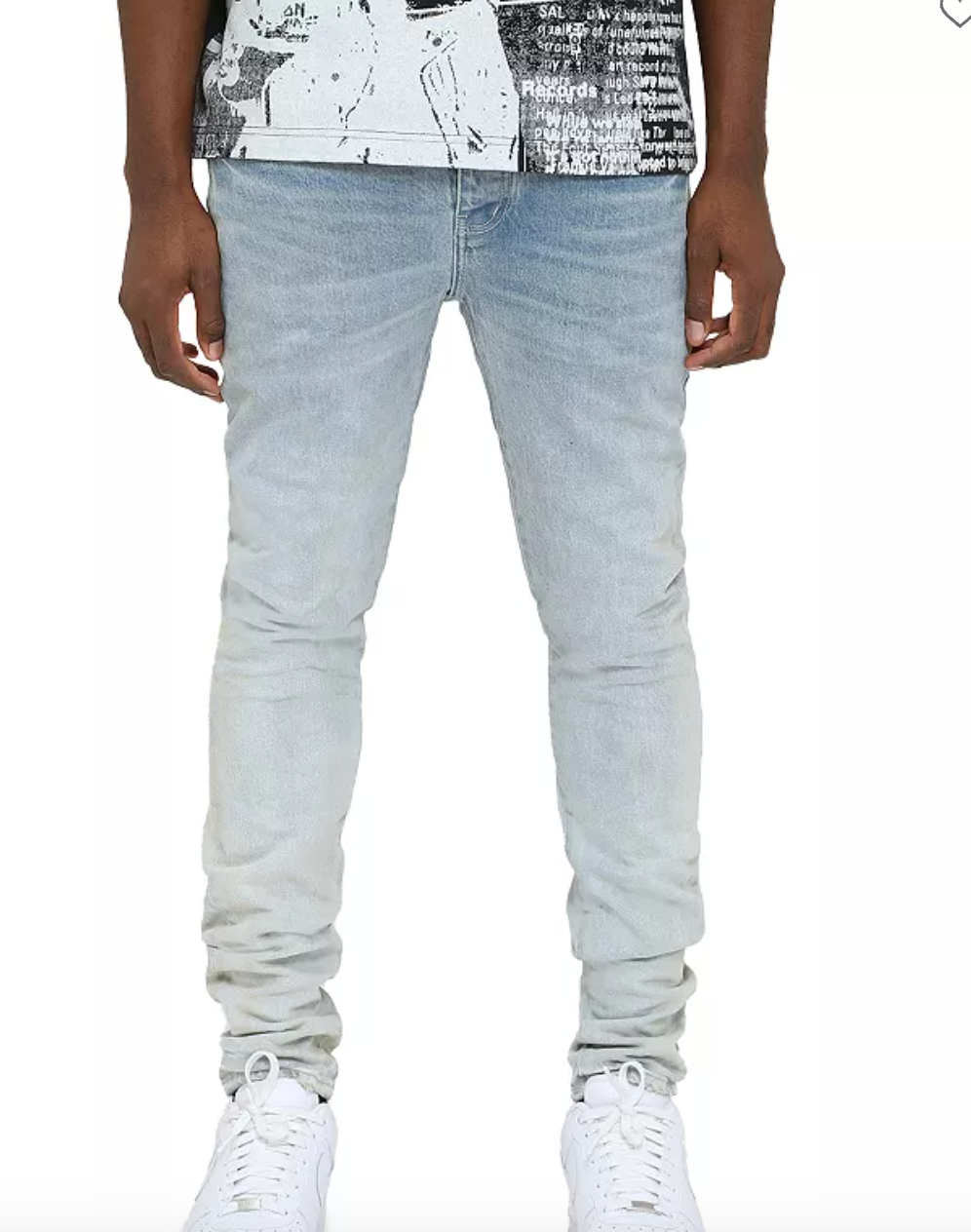 PURPLE-SRFL - Skinny Fit Rhone Fade Jeans in Light Indigo