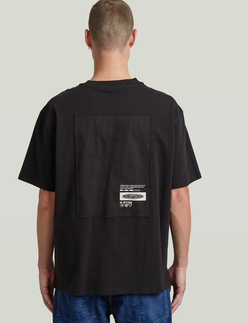 D28886-E385-6484 GSTAR TEE BACK APPLIQUE RELAZED R T