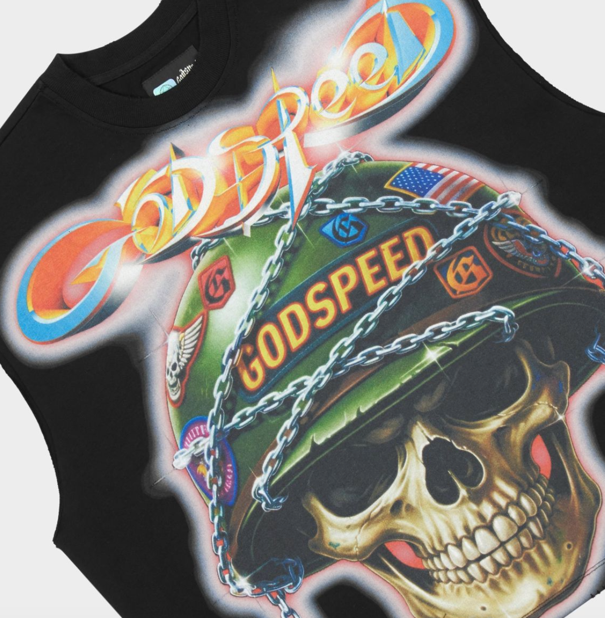 Godspeed Sleeveless Black Tee Badges of Honor
