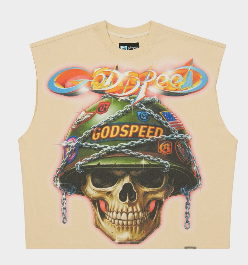 Godspeed Sleeveless Bone Tee Badges of Honor