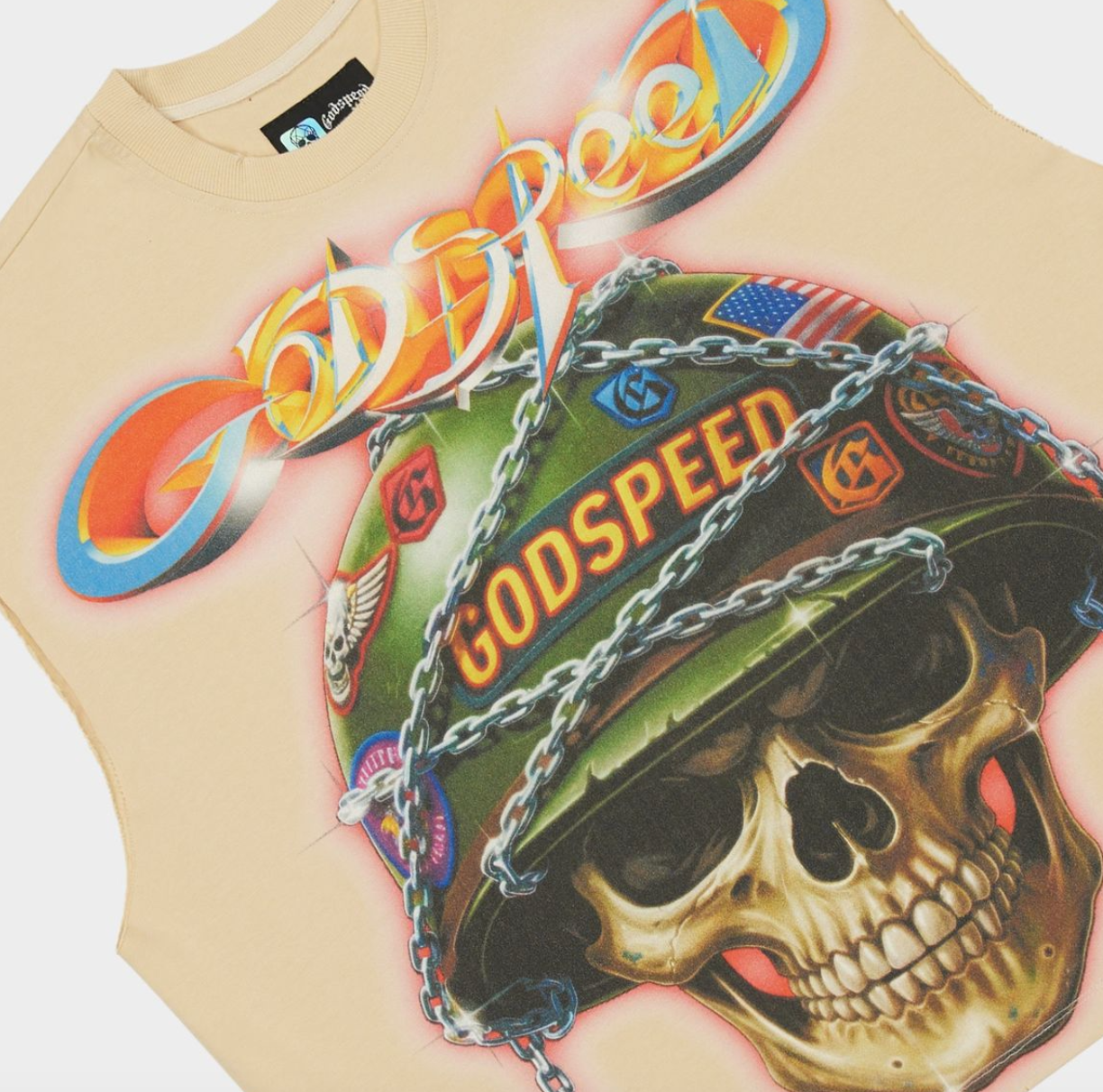 Godspeed Sleeveless Bone Tee Badges of Honor