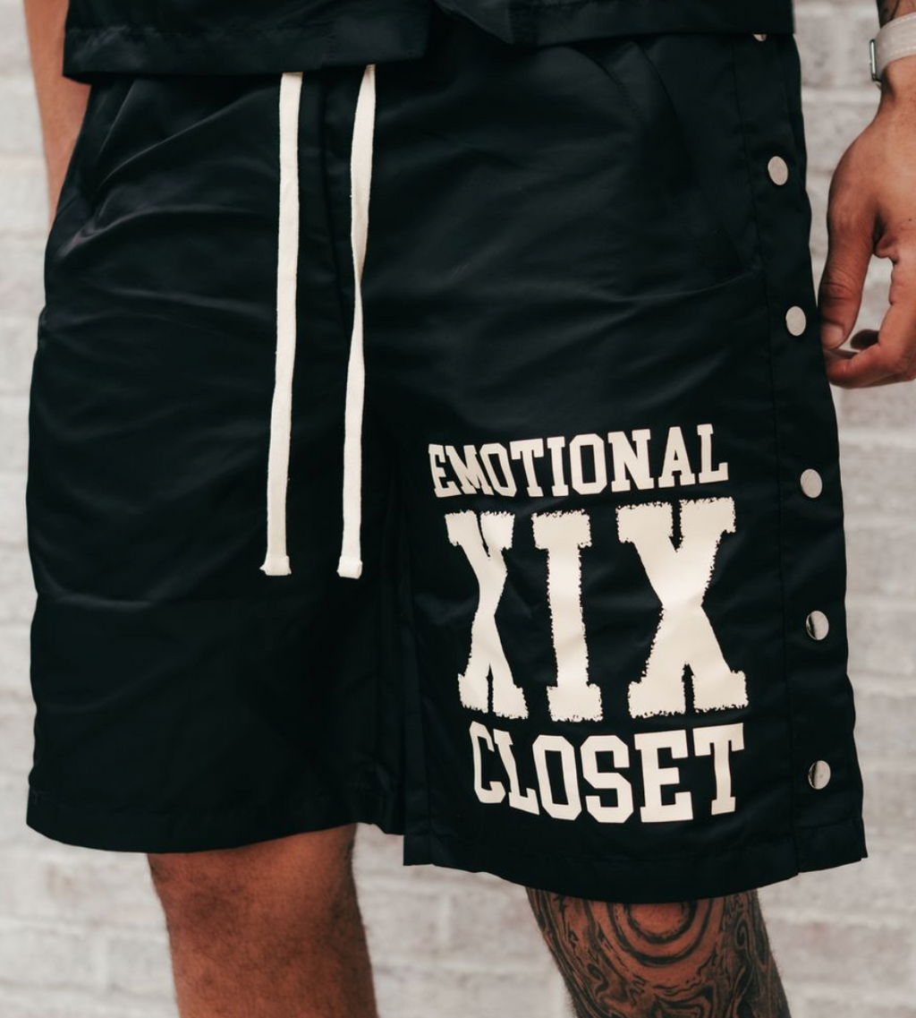 Mixed Emotion Black “Backyard” Nylon Shorts