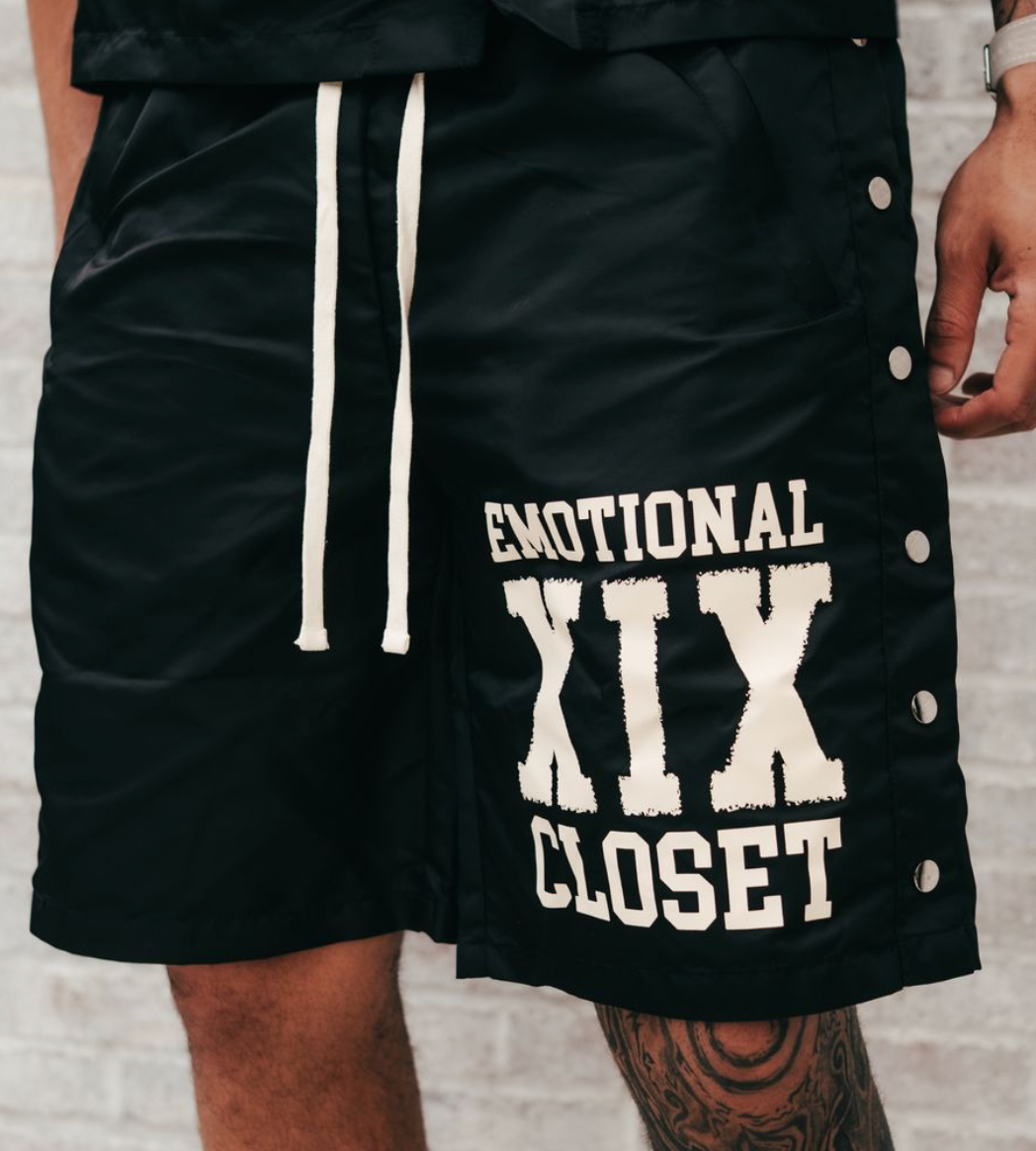 Mixed Emotion Black “Backyard” Nylon Shorts