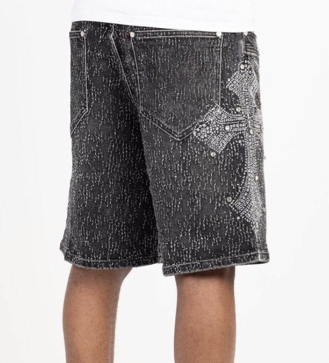 GUAPI SHORT VINTAGE DISTRESSED BLACK DENIM