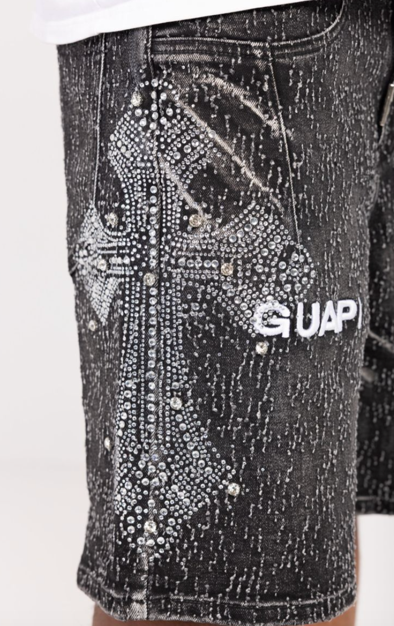GUAPI SHORT VINTAGE DISTRESSED BLACK DENIM