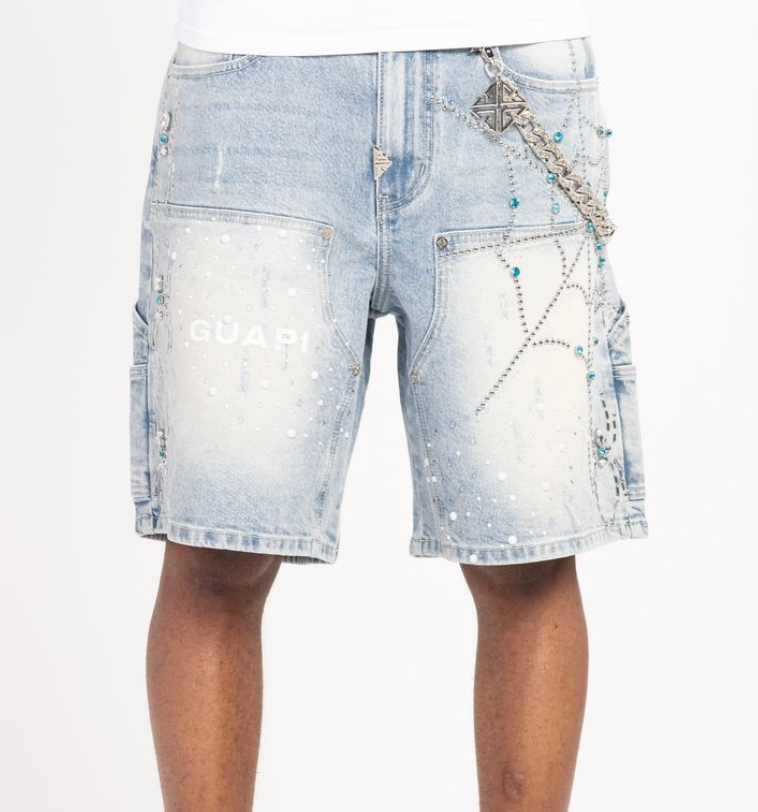 GUAPI SHORT AQUA BLUE SPIDER DENIM