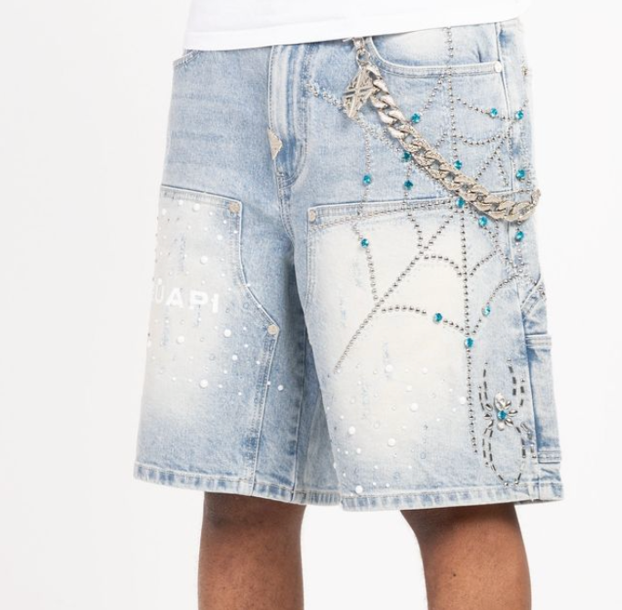 GUAPI SHORT AQUA BLUE SPIDER DENIM