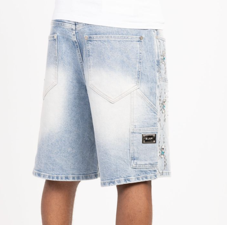 GUAPI SHORT AQUA BLUE SPIDER DENIM