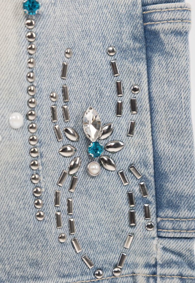 GUAPI SHORT AQUA BLUE SPIDER DENIM