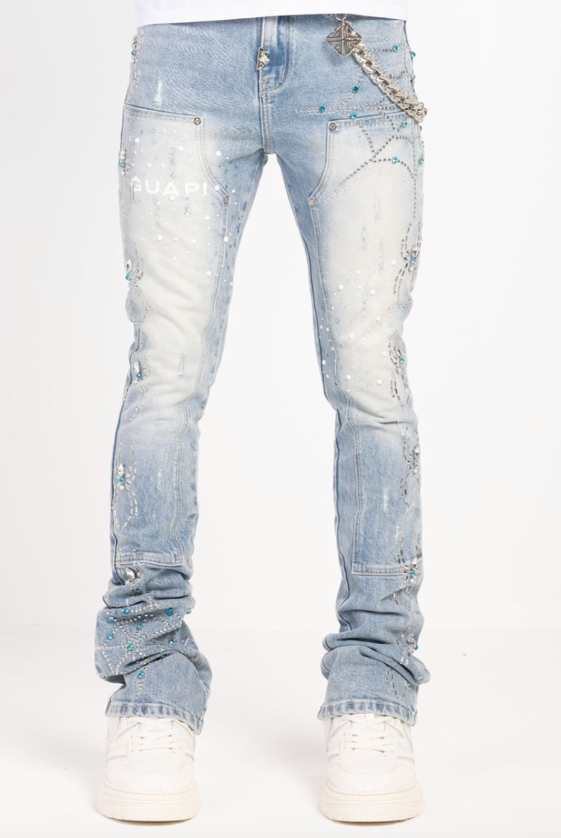 GUAPI JEANS AQUA BLUE SPIDER DENIM