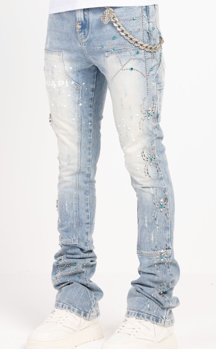 GUAPI JEANS AQUA BLUE SPIDER DENIM