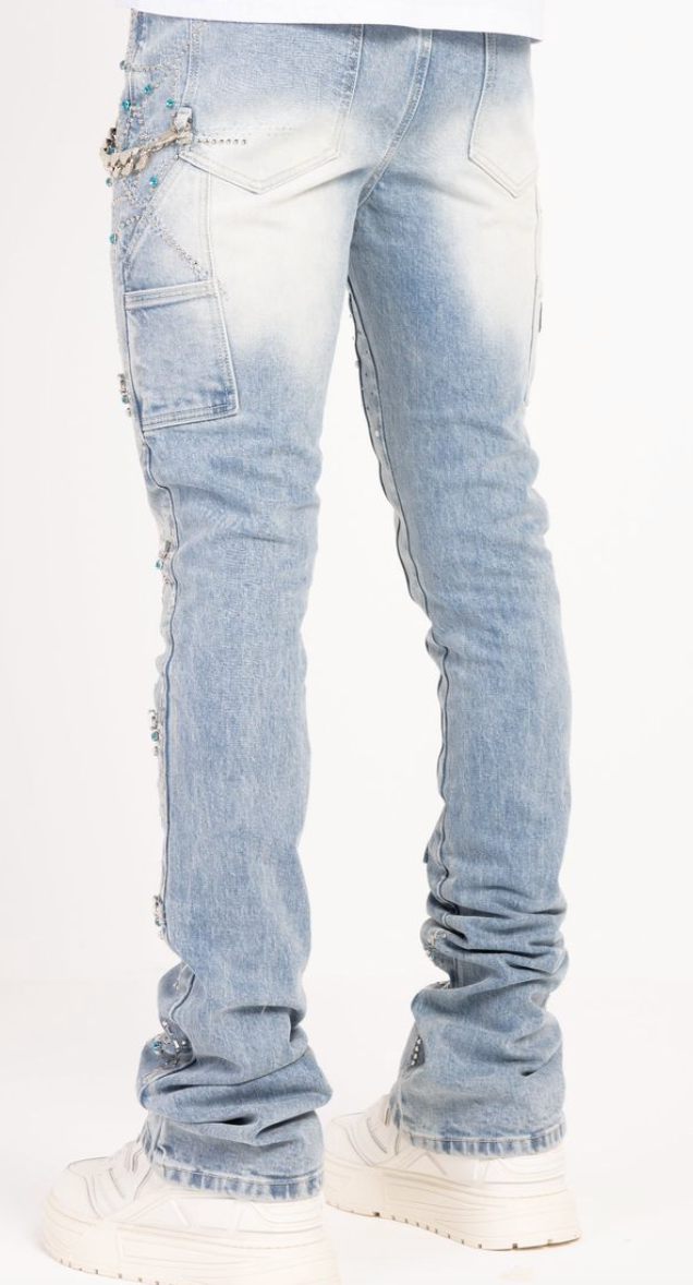 GUAPI JEANS AQUA BLUE SPIDER DENIM