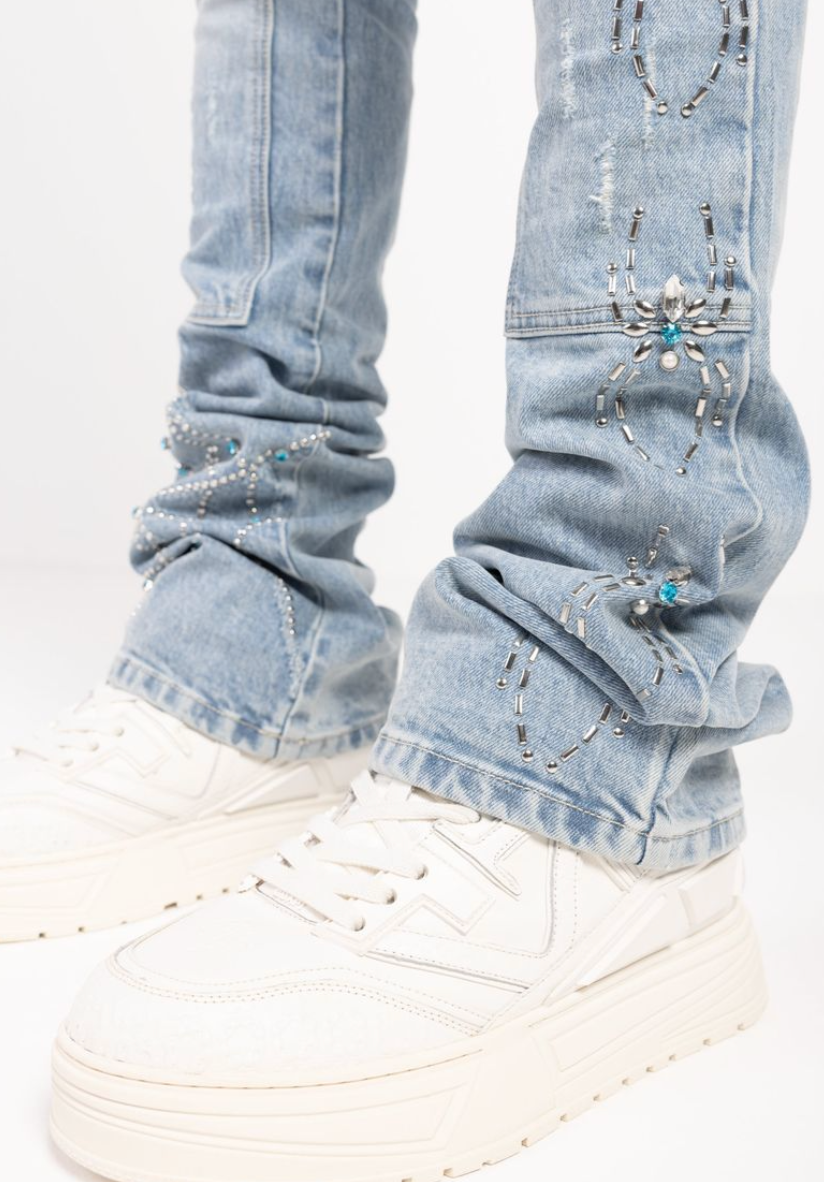 GUAPI JEANS AQUA BLUE SPIDER DENIM