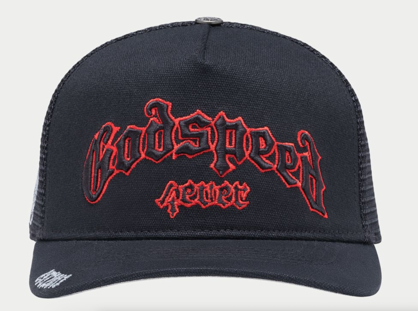 GODSPEED HAT BLACK BLACK RED FOREVER TRUCKER