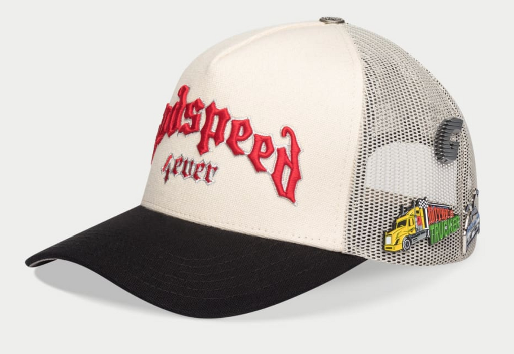 GODSPEED HAT CREAM BLACK RED FOREVER TRUCKER