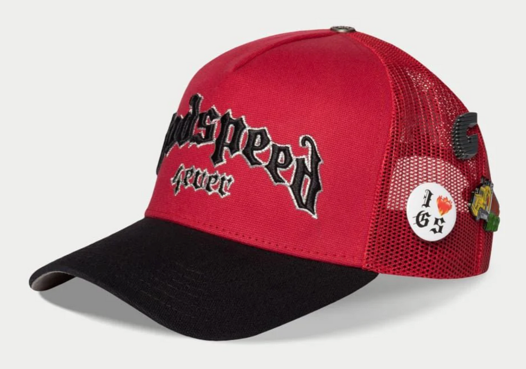 GODSPEED HAT RED BLACK FOREVER TRUCKER