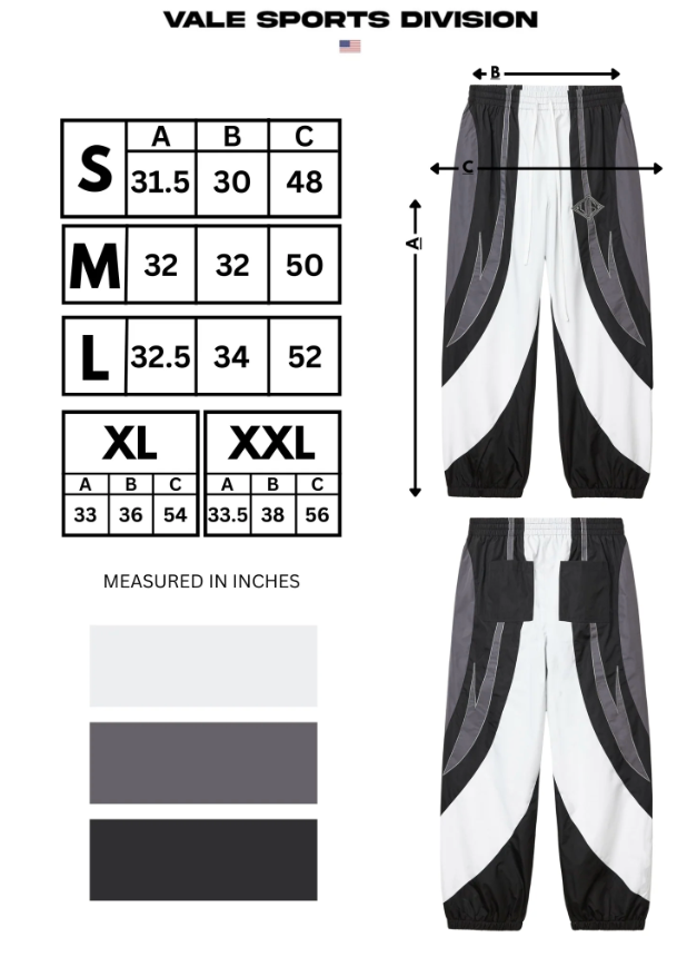 VALE FOREVER MONO TRACK PANTS BLACK WHITE GREY