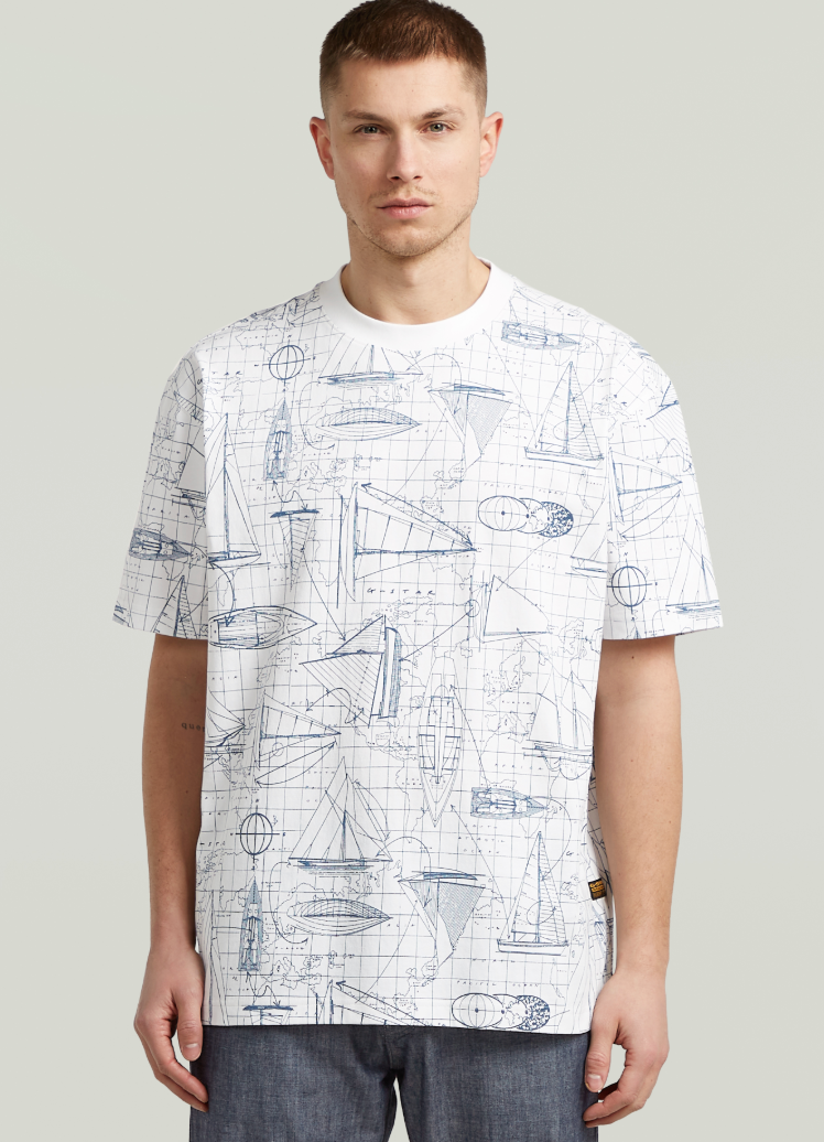 D28904-E400 GSTAR TEE AOP RELAXED WHITE