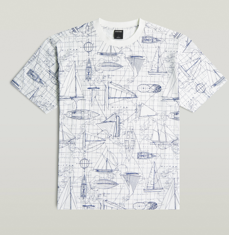D28904-E400 GSTAR TEE AOP RELAXED WHITE