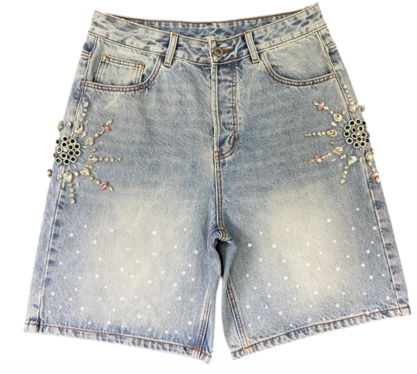 PRESTIGE SHORT EMERALD JEAN RHINESTONES