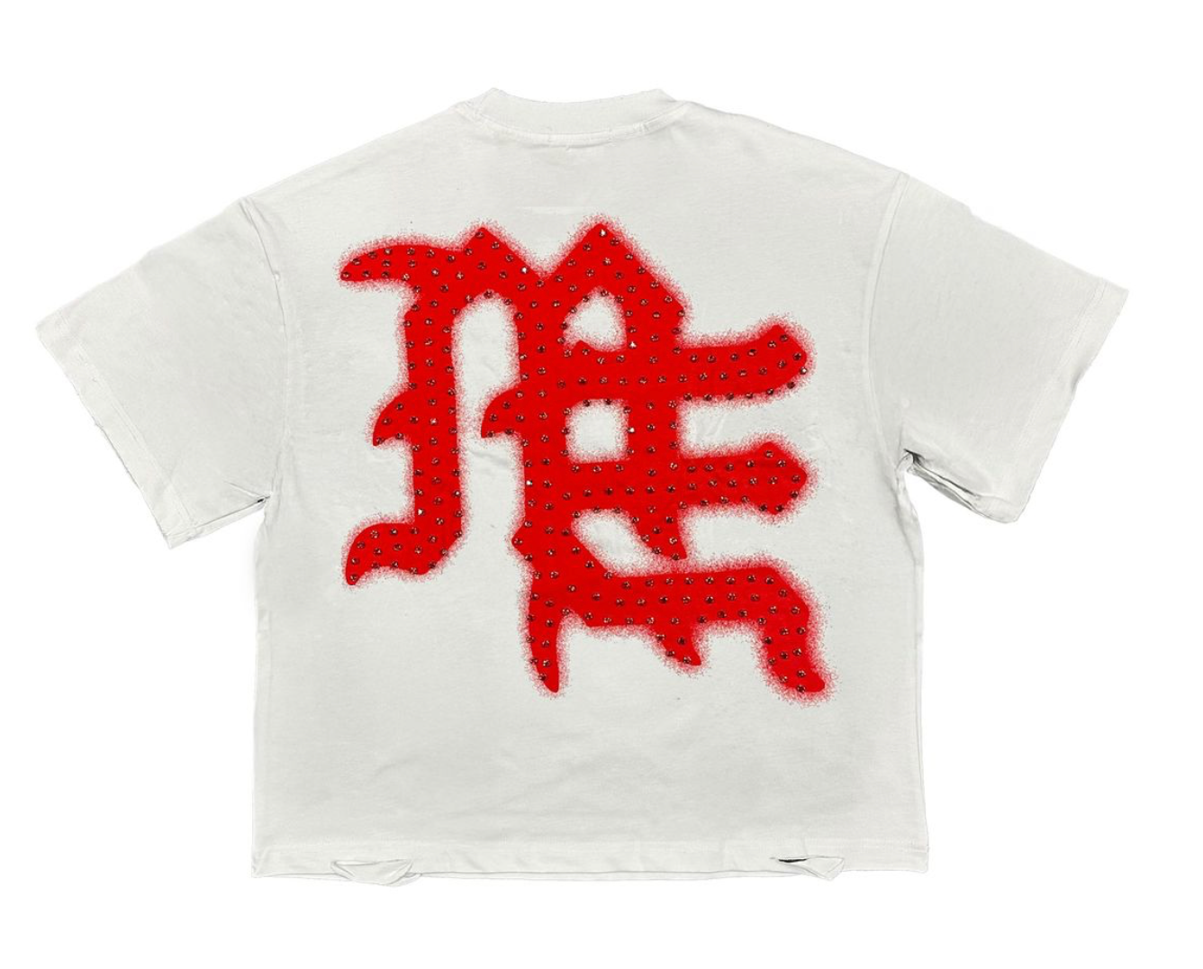Mixed Emotion Tee Red White ‘End’ Rhinestone