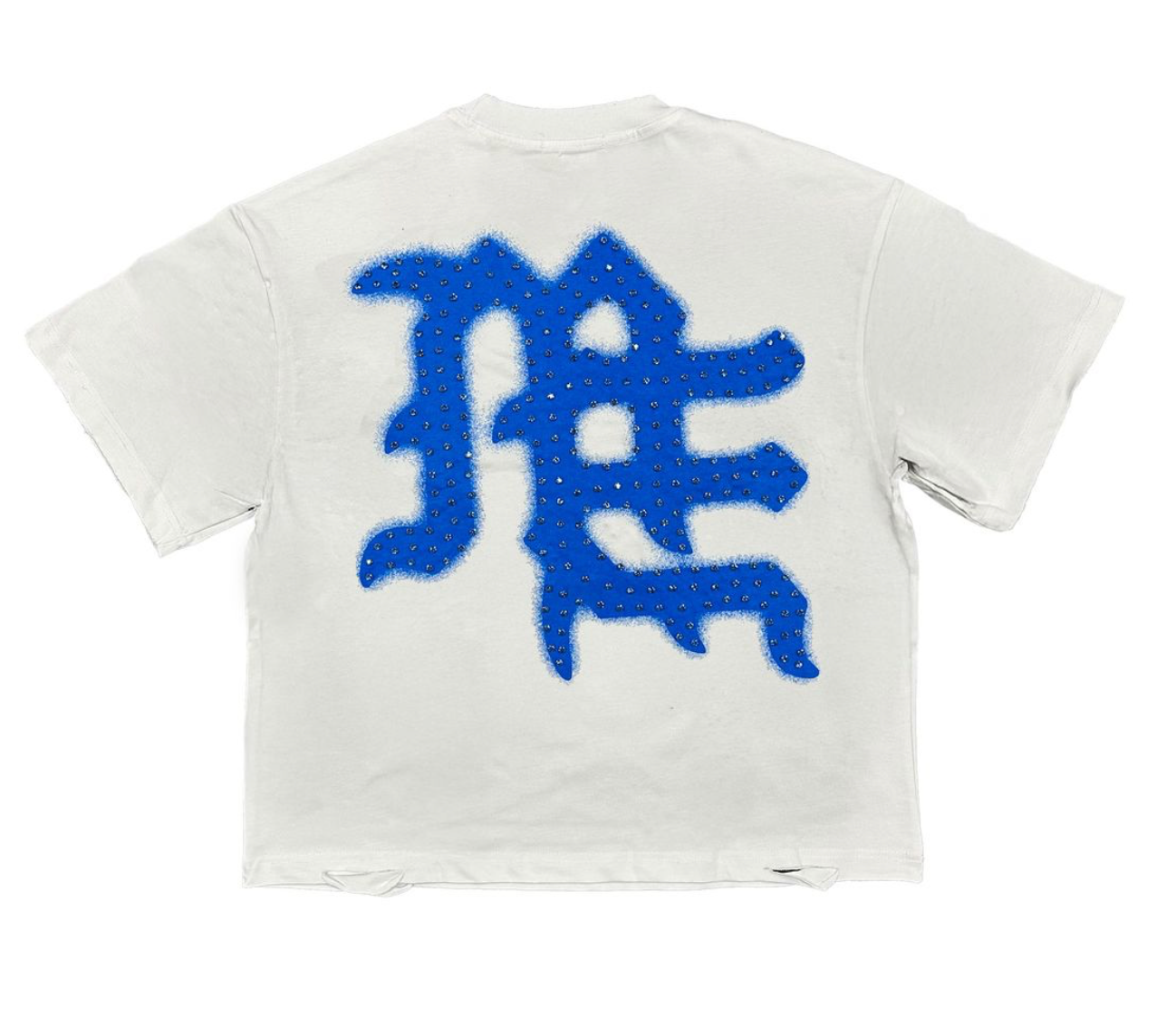 Mixed Emotion Tee White Blue ‘End’ Rhinestone Tee