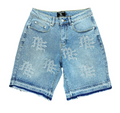 Mixed Emotion Blue 'ME' Rhinestone Denim Shorts