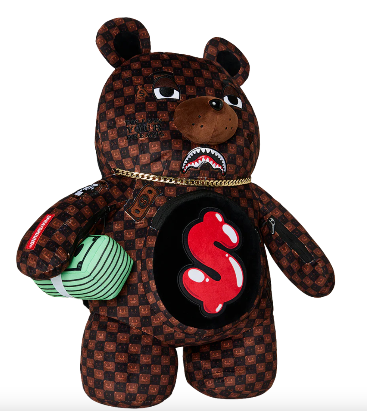 SGB9308 BEAR SHARKS IN PARIS GRIN & GRIND MONEYBEAR BACKPACK
