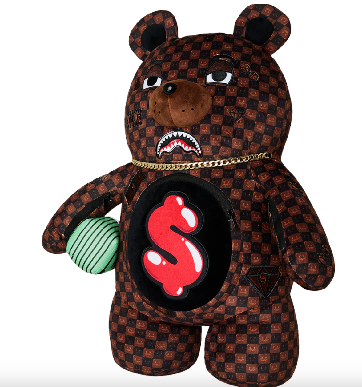 SGB9308 BEAR SHARKS IN PARIS GRIN & GRIND MONEYBEAR BACKPACK