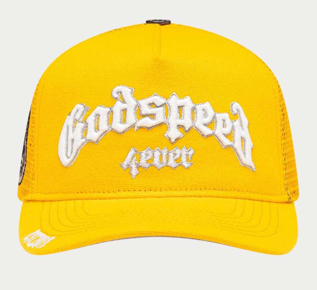 GODSPEED HAT YELLOW WHITE GS FOREVER TRUCKER