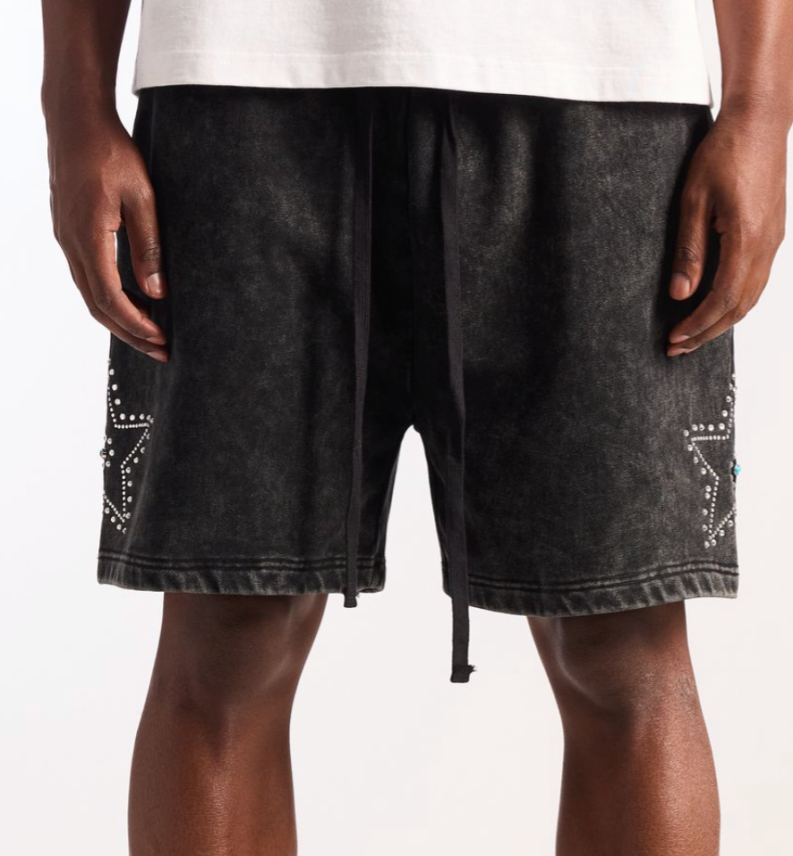 EMB-SUM226-01 STAR SWEAT SHORTS (BLACK)