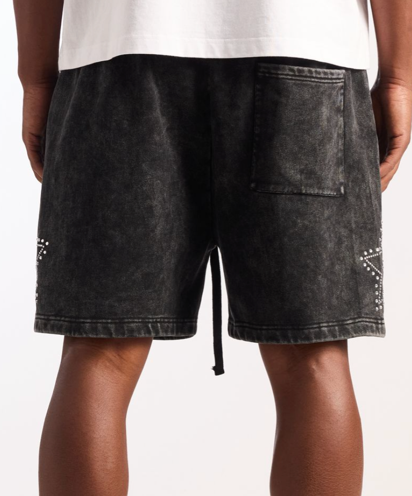 EMB-SUM226-01 STAR SWEAT SHORTS (BLACK)