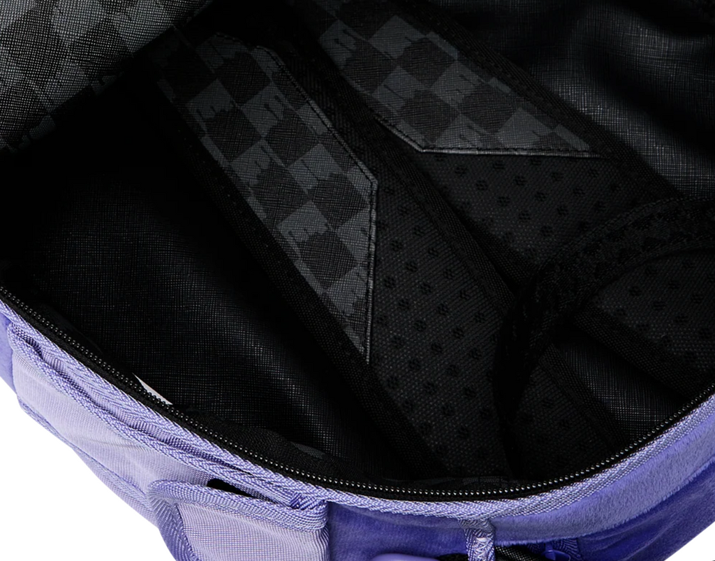 SGB REVERSE MODE - PURPLE VELOUR TO BLACK CHECK BACKPACK
