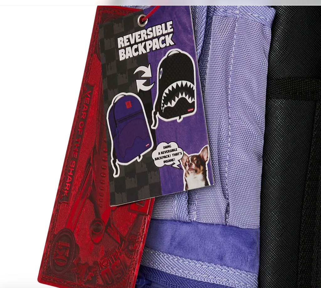 SGB REVERSE MODE - PURPLE VELOUR TO BLACK CHECK BACKPACK