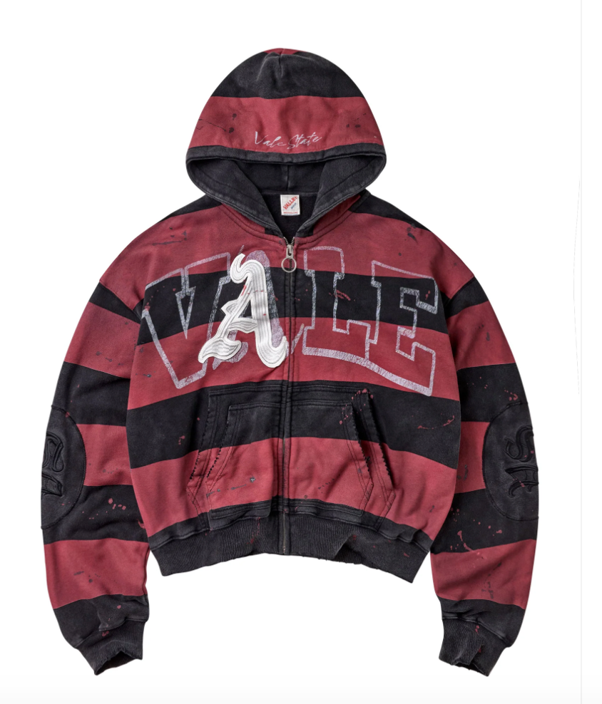 VALE FOREVER ATL ZIP UP HOODIE  BLACK BURGANDY