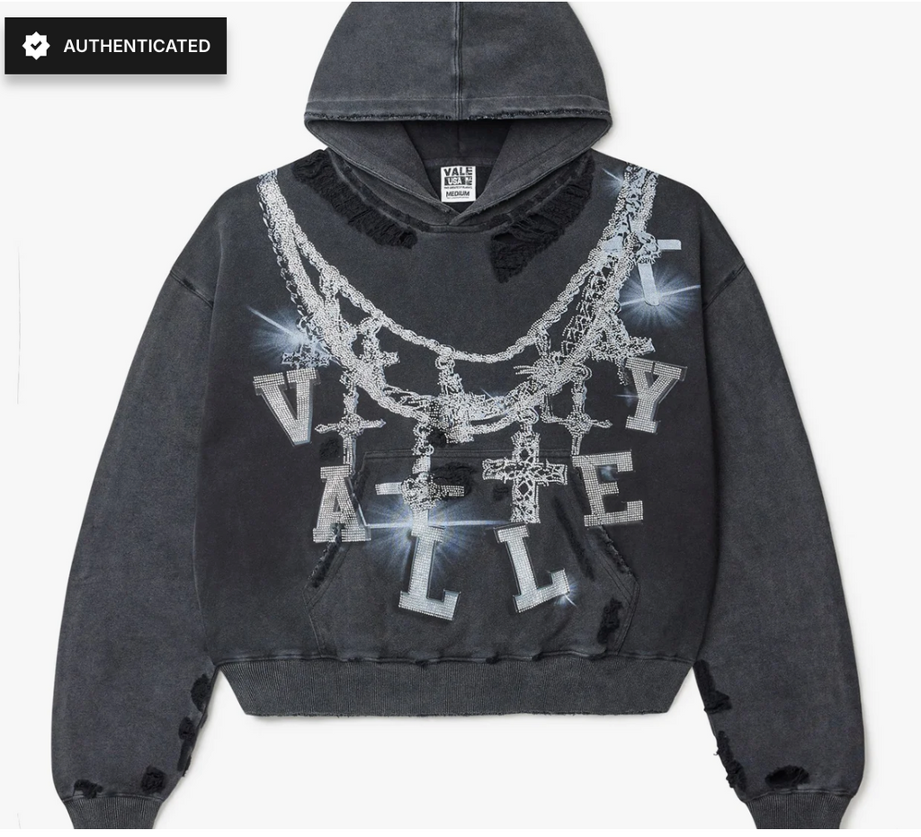 VALE FOREVER BIG CHAIN BEJEWELED HOODIE BLACK