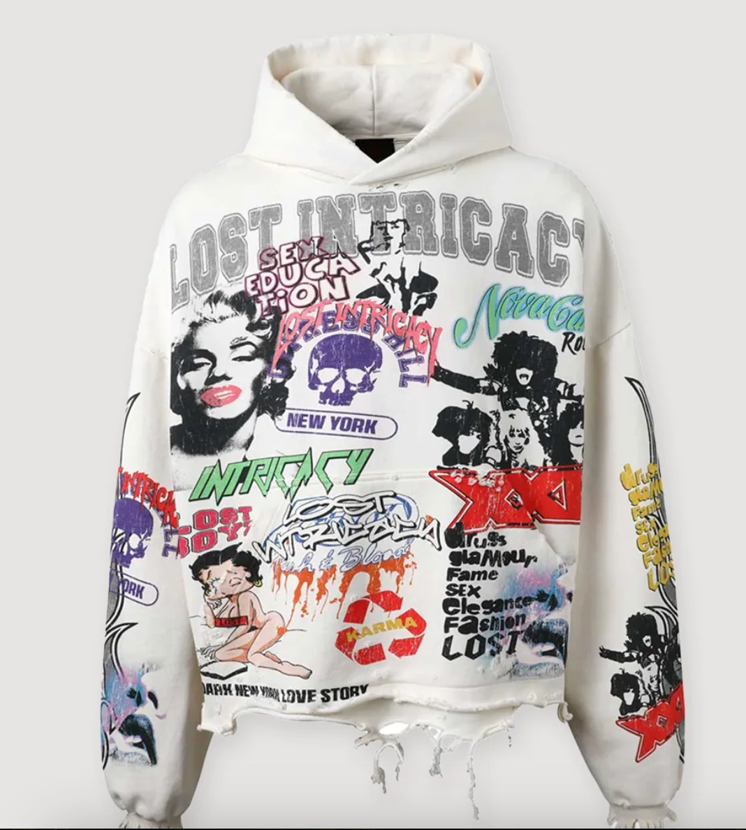 LOST INTRICACY UNIVERSITY HOODIE SWEATSHIRT CREAM