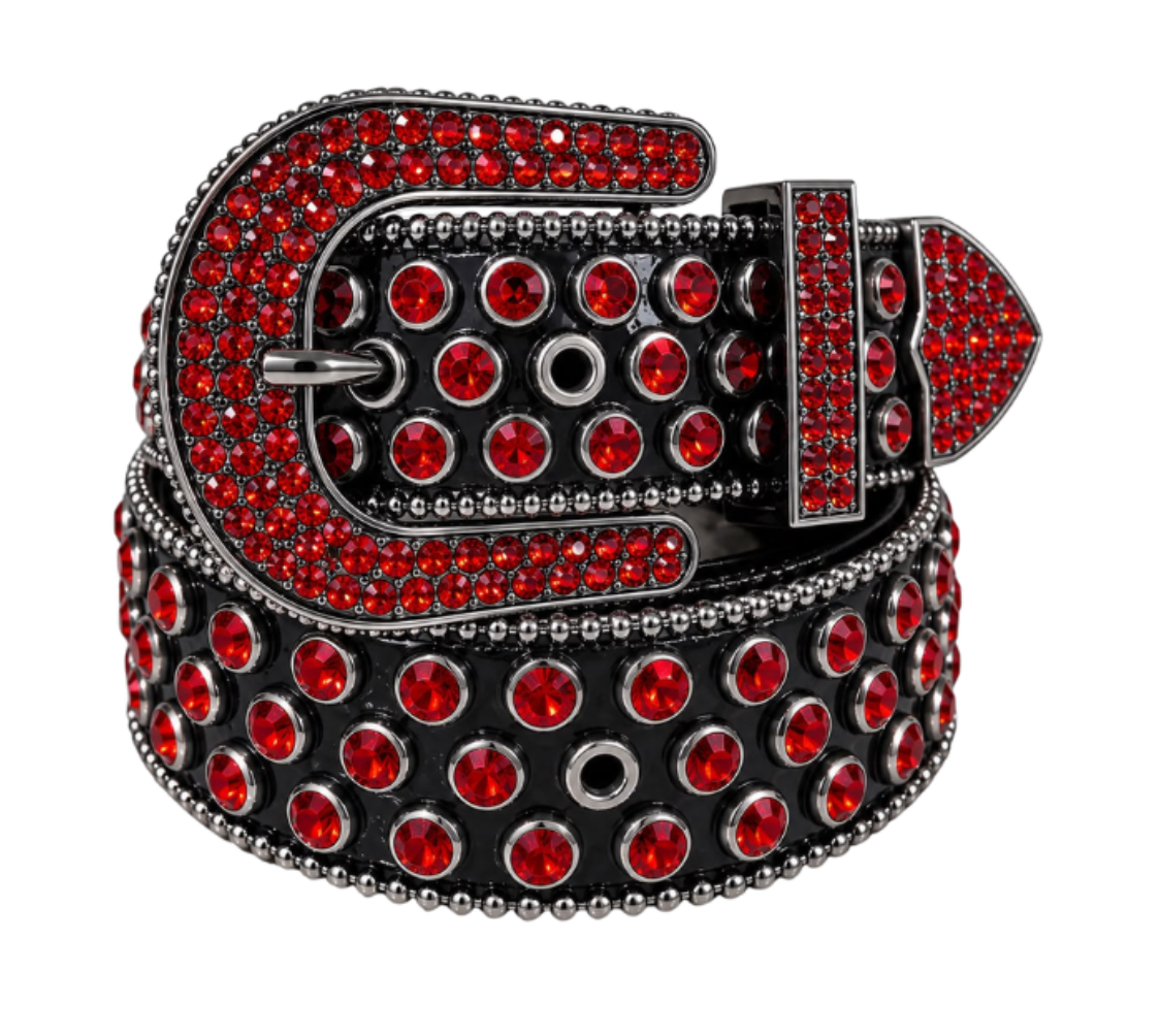 STUD BELT BLACK RED KB17