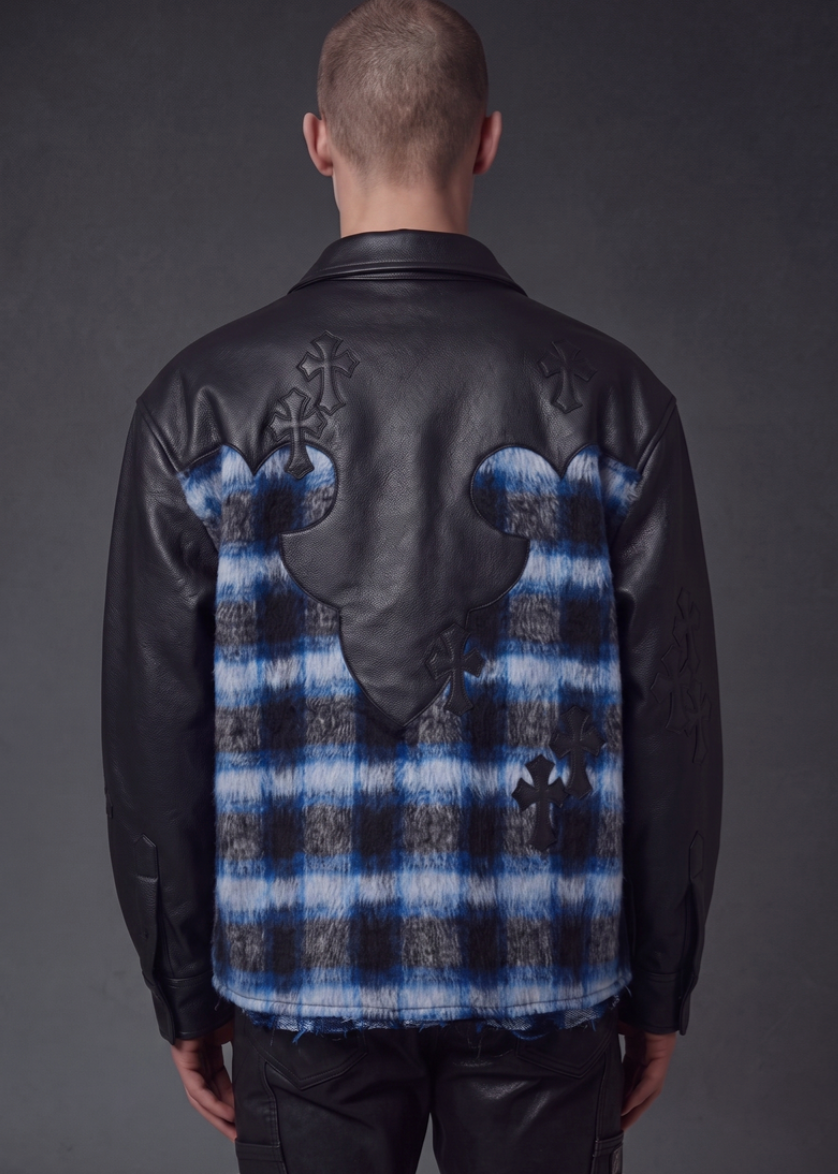 GUAPI SHIRT MIDNIGHT SKY CROSS PATCH FLANNEL ZIP UP