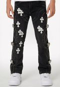 GUAPI KIDS JEAN OBSIDIAN BLACK CROSS BUCKLE
