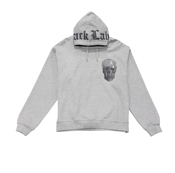 BLACK LABEL HOODIE SKULL BLING GREY BLH26