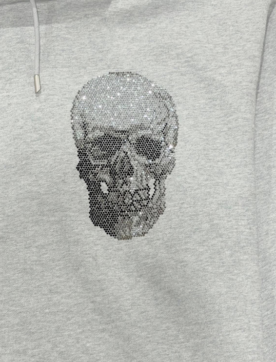BLACK LABEL HOODIE SKULL BLING GREY BLH26