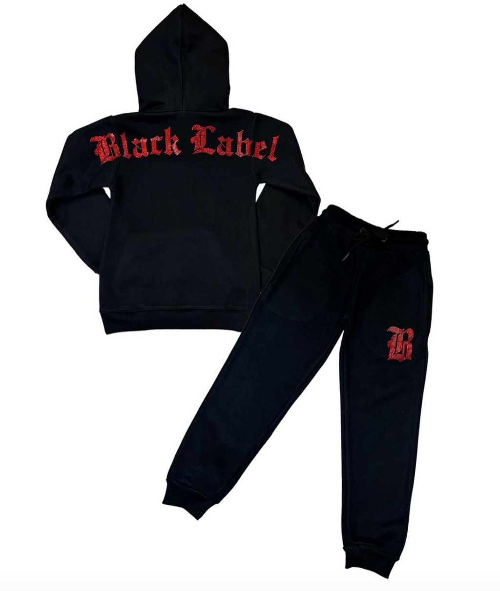 BLACK LABEL KIDS BLACK  RED JOGGER SET - RKJJS