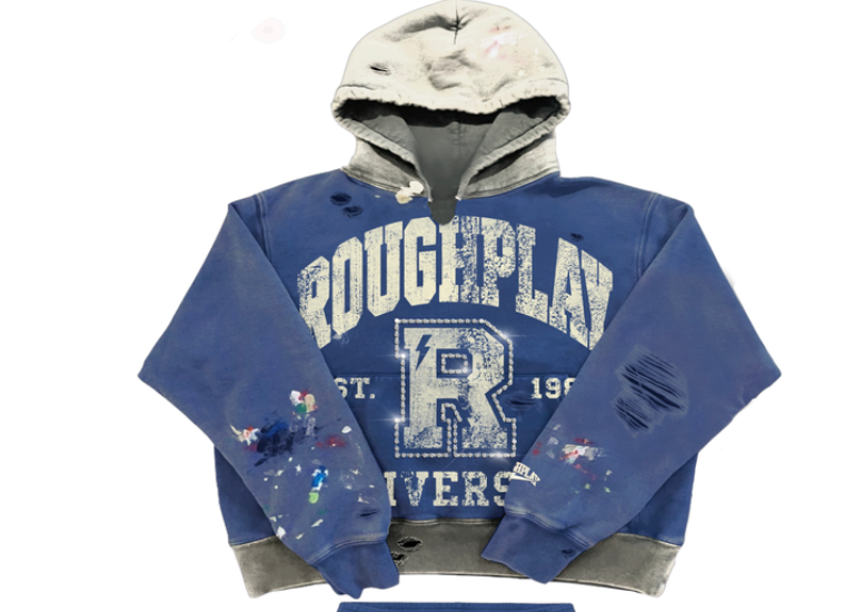 ROUGH PLAY HOODIE BLUE WHITE