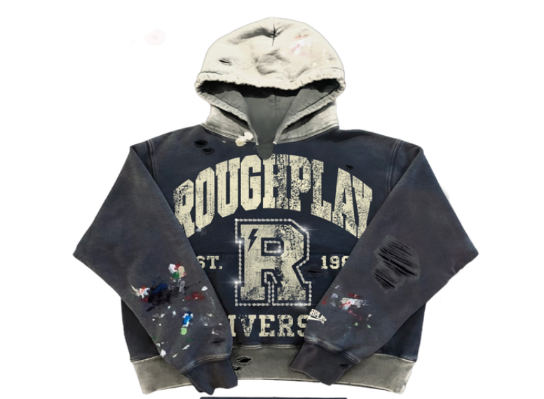 ROUGH PLAY HOODIE NAVY WHITE TWO TONE