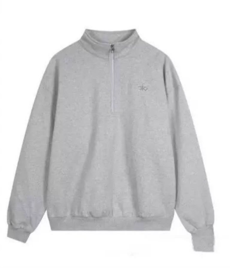 ALO GREY ACCOLADE 1/4 ZIP PULLOVER